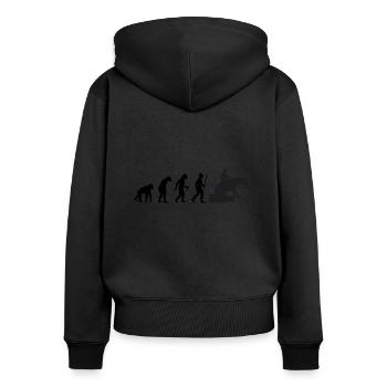 Evolution Sliding Stop Reining - Frauen Premium Bio Zip Hoodie - Schwarz - Hinten - Julia (174cm)