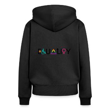 Equality LGBT Spruch Geschenk Pride Rechte - Frauen Premium Bio Zip Hoodie - Schwarz - Hinten - Julia (174cm)
