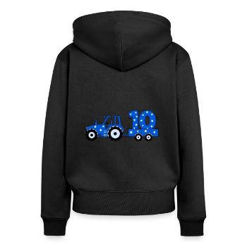 10th birthday tractor - Women's Premium Organic Zip Hoodie - black - Back - Julia (174cm)