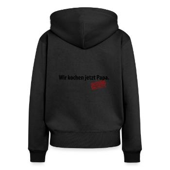 Wir kochen jetzt Papa Satzzeichen Komma Leben Vati - Frauen Premium Bio Zip Hoodie - Schwarz - Hinten - Julia (174cm)