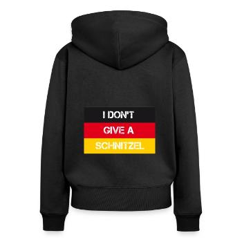 I Don't Give A Schnitzel Germany Party Saying - Women's Premium Organic Zip Hoodie - black - Back - Julia (174cm)
