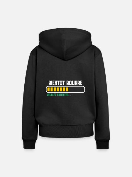 Bald betrunken, bitte warten... - Frauen Premium Bio Zip Hoodie - Schwarz