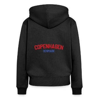 Kopenhagen, Dänemark - Frauen Premium Bio Zip Hoodie - Schwarz - Hinten - Julia (174cm)