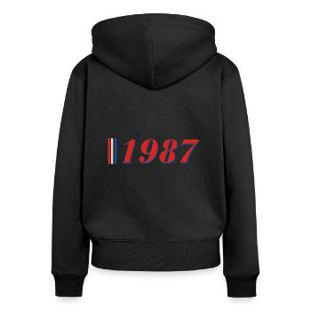 Year 1987 - Women's Premium Organic Zip Hoodie - black - Back - Julia (174cm)