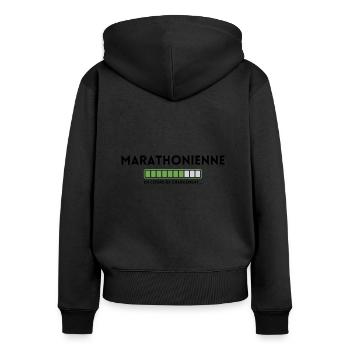 Marathonienne en cours de chargement - Sweat à capuche zippé Premium bio Femme - noir - Dos - Julia (174cm)