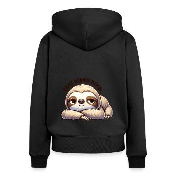 Faultier hat echt keinen Bock will seine Ruhe - Frauen Premium Bio Zip Hoodie - Schwarz - Hinten - Julia (174cm)