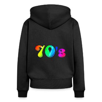 Années 70 | Soixante-dix | Décennie | Symbole - Sweat à capuche zippé Premium bio Femme - noir - Dos - Julia (174cm)