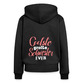 Große Schwester beste coolste Schwester cool - Frauen Premium Bio Zip Hoodie - Schwarz - Hinten - Julia (174cm)