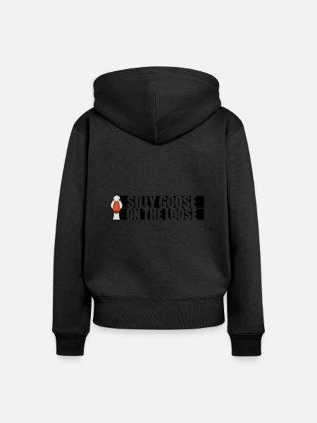 goose on the loose - Frauen Premium Bio Zip Hoodie - Schwarz