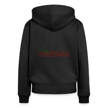 Merry Christmas - Frauen Premium Bio Zip Hoodie - Schwarz - Hinten - Julia (174cm)
