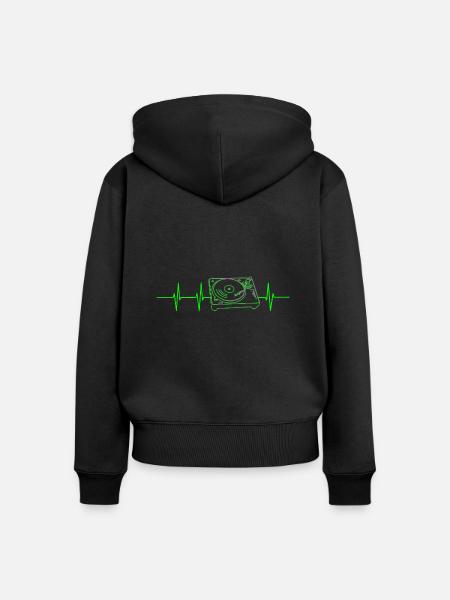 Plattenspieler Frequenz - Frauen Premium Bio Zip Hoodie - Schwarz