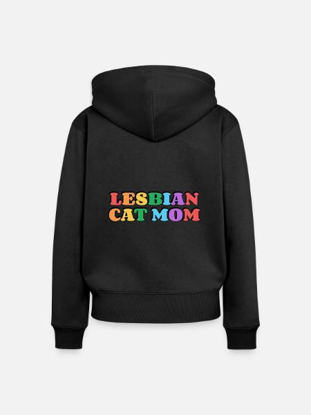 Lesbian Cat Mom - Women's Premium Organic Zip Hoodie - black