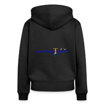 012 Nordseeaner - Lewer duad üs Slav! - Dunkel - Frauen Premium Bio Zip Hoodie - Schwarz - Hinten - Julia (174cm)