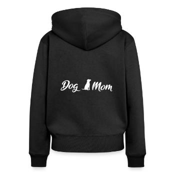 Maman de chien Blanc - Sweat à capuche zippé Premium bio Femme - noir - Dos - Julia (174cm)