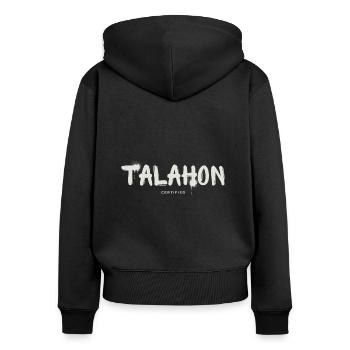 CERTIFIED TALAHON - Women's Premium Organic Zip Hoodie - black - Back - Julia (174cm)