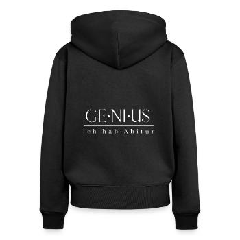 GENIUS - ich hab Abitur - Frauen Premium Bio Zip Hoodie - Schwarz - Hinten - Julia (174cm)