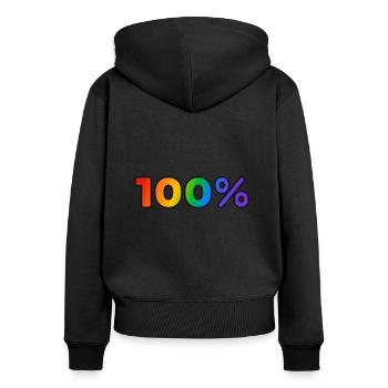 100 Prozent schwul - Frauen Premium Bio Zip Hoodie - Schwarz - Hinten - Julia (174cm)