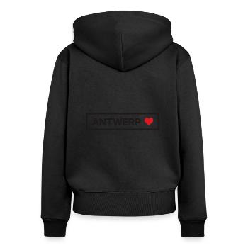 i coeur Anvers Ville Ville Etat Maison de campagne - Sweat à capuche zippé Premium bio Femme - noir - Dos - Julia (174cm)