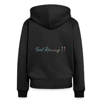 Bonjour!! - Sweat à capuche zippé Premium bio Femme - noir - Dos - Julia (174cm)