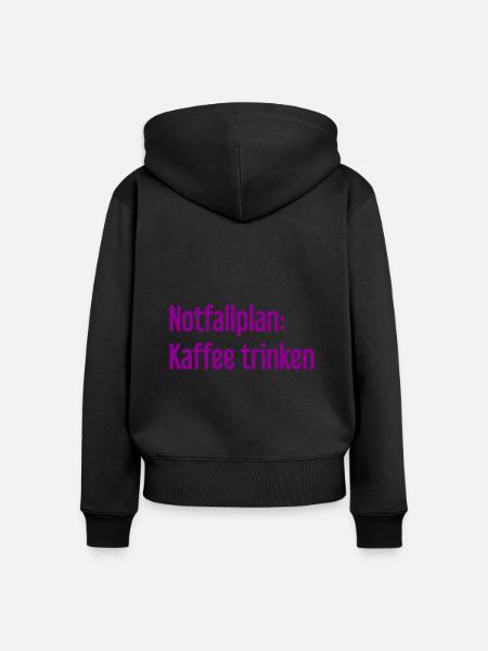 Kaffee-Notfallplan - Frauen Premium Bio Zip Hoodie - Schwarz