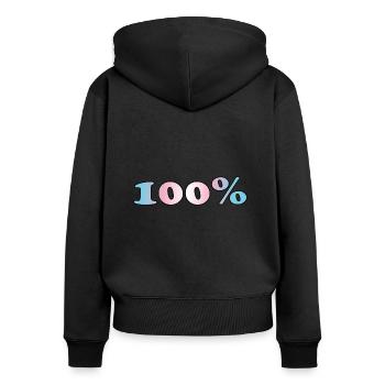 100 Prozent trans - Frauen Premium Bio Zip Hoodie - Schwarz - Hinten - Julia (174cm)