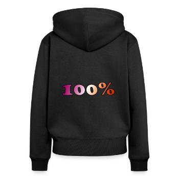 100 Prozent lesbisch - Frauen Premium Bio Zip Hoodie - Schwarz - Hinten - Julia (174cm)