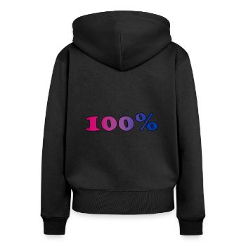 100 Prozent bi - Frauen Premium Bio Zip Hoodie - Schwarz - Hinten - Julia (174cm)