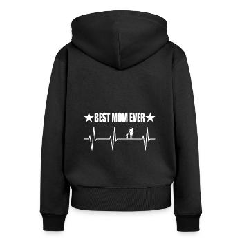 Mama - Frauen Premium Bio Zip Hoodie - Schwarz - Hinten - Julia (174cm)