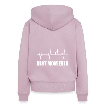 Mama - Frauen Premium Bio Zip Hoodie - Altrosa - Hinten - Julia (174cm)