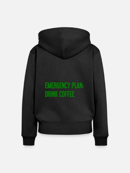 Kaffee-Notfallplan - Frauen Premium Bio Zip Hoodie - Schwarz