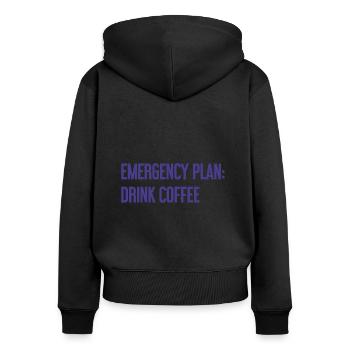 Kaffee-Notfallplan - Frauen Premium Bio Zip Hoodie - Schwarz - Hinten - Julia (174cm)