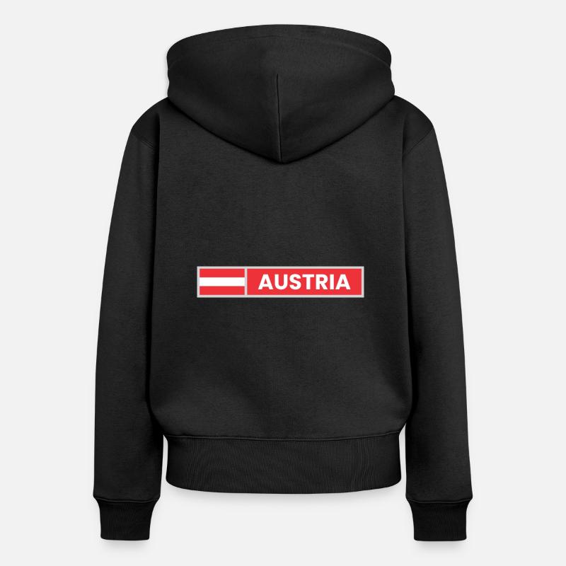 Drapeau de l’Autriche - Sweat à capuche zippé Premium bio Femme - noir
