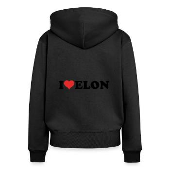 I Love ELON - Ich Liebe Elon - Frauen Premium Bio Zip Hoodie - Schwarz - Hinten - Julia (174cm)
