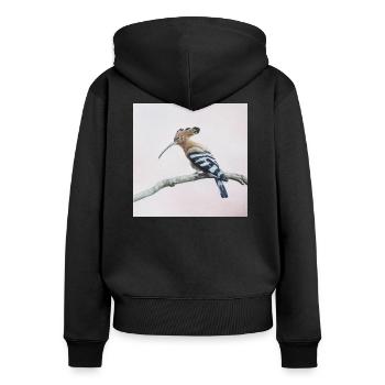 Vogel - Frauen Premium Bio Zip Hoodie - Schwarz - Hinten - Julia (174cm)