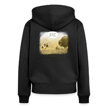 Soll ich jetzt vielleicht Angst haben? - Frauen Premium Bio Zip Hoodie - Schwarz - Hinten - Julia (174cm)
