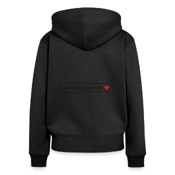 Je cœur Rhode Island City Town State Country Home - Sweat à capuche zippé Premium bio Femme - noir - Dos - Julia (174cm)