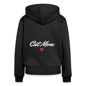 Cat mom Cat lover Geschenkidee - Frauen Premium Bio Zip Hoodie - Schwarz - Hinten - Julia (174cm)