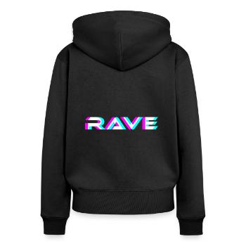 Rave Techno EDM Trippy Acid Raven House - Frauen Premium Bio Zip Hoodie - Schwarz - Hinten - Julia (174cm)