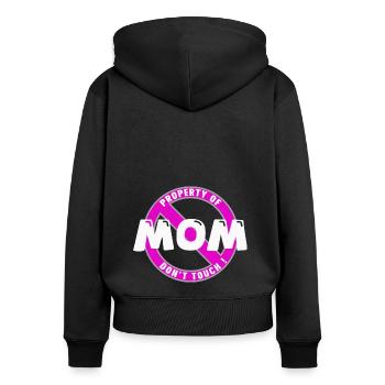 Propriété de maman, blanc .En - Sweat à capuche zippé Premium bio Femme - noir - Dos - Julia (174cm)