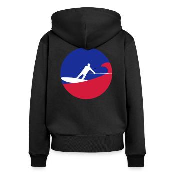 surfer sur sup - Sweat à capuche zippé Premium bio Femme - noir - Dos - Julia (174cm)