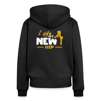 Hüfte Operation Künstliche Hüfte Gelenk Geschenk - Frauen Premium Bio Zip Hoodie - Schwarz - Hinten - Julia (174cm)
