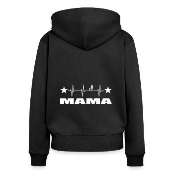 Mama - Frauen Premium Bio Zip Hoodie - Schwarz - Hinten - Julia (174cm)