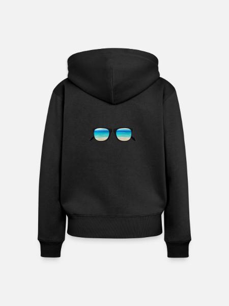 Brille mit Meerblick Design - Frauen Premium Bio Zip Hoodie - Schwarz