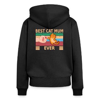 Amis chats - Best Cat Mum Ever - Sweat à capuche zippé Premium bio Femme - noir - Dos - Julia (174cm)