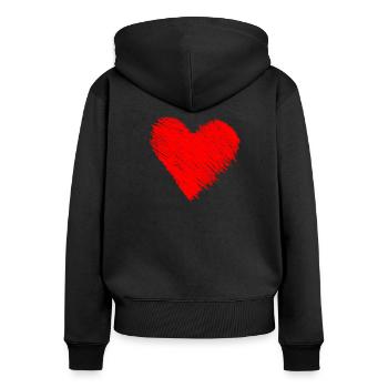 cœur - Sweat à capuche zippé Premium bio Femme - noir - Dos - Julia (174cm)