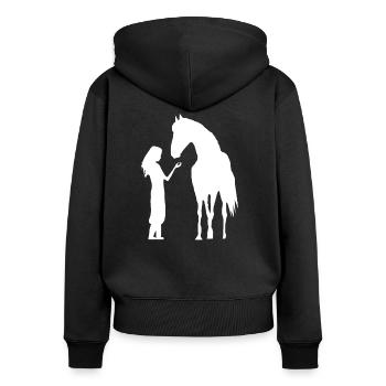 Pferd Pony Einhorn Pferdemädchen - Frauen Premium Bio Zip Hoodie - Schwarz - Hinten - Julia (174cm)