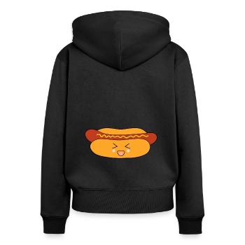 Hot dog Wurst - Frauen Premium Bio Zip Hoodie - Schwarz - Hinten - Julia (174cm)