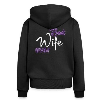 Best wife ever - Sweat à capuche zippé Premium bio Femme - noir - Dos - Julia (174cm)