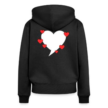 Speech bubble with hearts - Women's Premium Organic Zip Hoodie - black - Back - Julia (174cm)