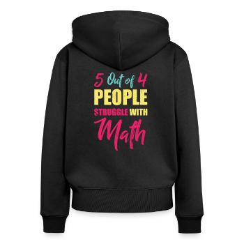 Mathe Hass - Frauen Premium Bio Zip Hoodie - Schwarz - Hinten - Julia (174cm)